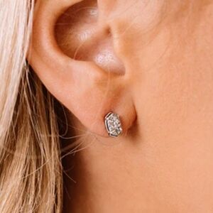 Kendra Scott Emilie Silver Stud Earrings in Platinum Drusy